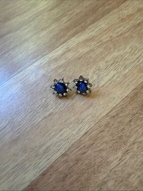 Blue Crystal Sunburst Stud Earrings - Women's Jewelry